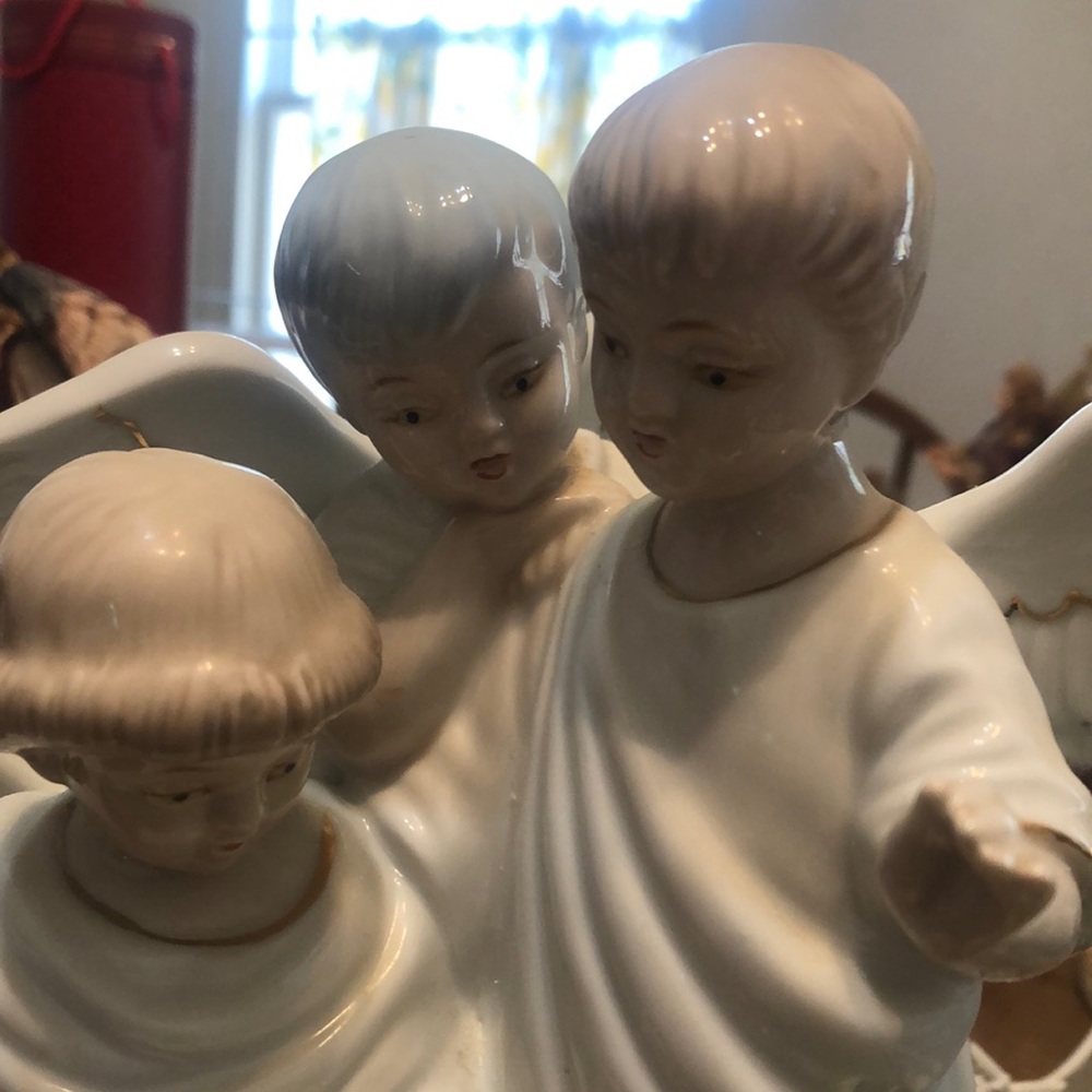 Kitsch angel figurine vintage. Three Beautiful Angels.